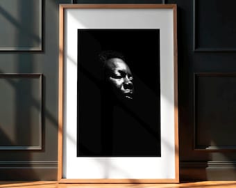 Nina Simone Portrait Photo Print - Vintage Jazz n Soul Legend Poster, Dramatic Black Music Icon Wall Art, Classic Music Photography