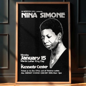 Nina Simone 1979 Konzertplakat - Vintage Jazz & Soul Legend Print, Kennedy Center MLK Day, Retro Musik Wandkunst