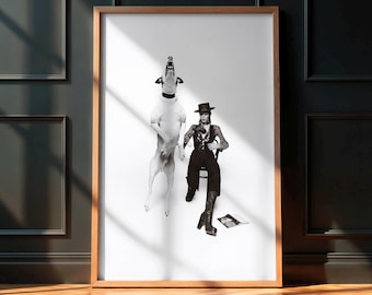 David Bowie Jumping Dog Photo Poster - 1974 Diamond Dogs Album Promo Print