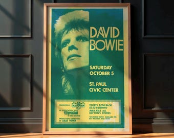 Extremely Rare David Bowie Poster - Diamond Dogs-Era 1974 Minnesota Concert, Iconic Music Print, Vintage Rock Wall Decor, Retro Music Legend