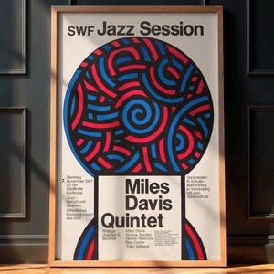 Rare Vintage Jazz Poster, Miles Davis Quintet 1967 German Concert, Jazz Music Memorabilia, Retro Wall Art