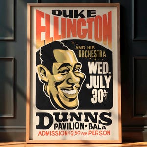 Rare Vintage Jazz Poster, Duke Ellington 1958 Concert, Jazz Music Memorabilia, Retro Wall Art
