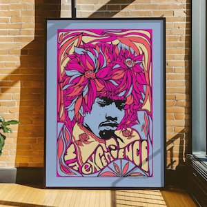 Jimi Hendrix Vintage Poster, Mr. Experience, Psychedelic Rock Wall Art, Retro Rock Memorabilia Print, Music Wall Decor