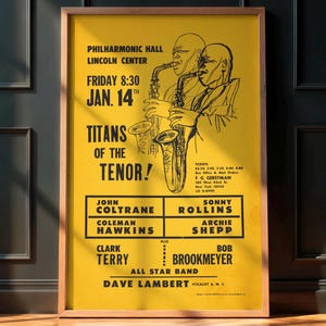 John Coltrane x Sonny Rollins x Coleman Hawkins x Archie Shepp 1966 NY Konzert-Poster - Jazz Musik Wandkunst