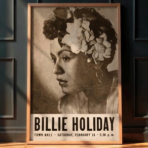 Vintage Jazz Plakat, Billie Holiday 1946 NY Konzert, Jazz-Musik-Erinnerungsstücke, Retro-Wandkunst