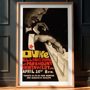 Vintage Jazz Concert Poster - Duke Ellington 1973, Rare Music Print, Jazz Wall Art, Mid Century Poster, Classic Jazz Decor