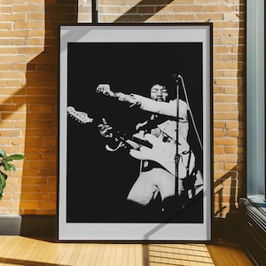 Jimi Hendrix Vintage Poster, Psychedelic Rock Wall Art, Retro Rock Memorabilia Print, Music Wall Decor