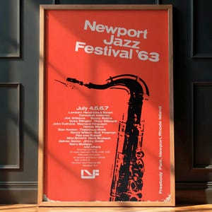 Vintage Jazz Concert Poster, 1963 Newport Jazz Festival, Jazz Music Memorabilia, Retro Wall Art
