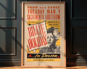 Billie Holiday Jazz Music Iconic Poster Shed Home Retro Metal Wall