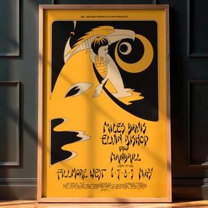 Rare Vintage Jazz Poster, Miles Davis, Elvin Bishop 1971 Concert, Jazz Music Memorabilia, Retro Wall Art