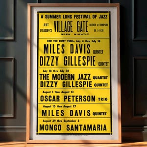 Rare Vintage Jazz Poster, Miles Davis, Dizzy Gillespie Early 60&#39;s Concert, Jazz Music Memorabilia, Retro Wall Art