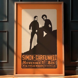 Simon & Garfunkel 1960s Concert Poster - Vintage Folk Rock Art - Very Rare