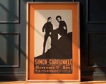 Simon & Garfunkel 1960s Concert Poster - Vintage Folk Rock Art - Very Rare