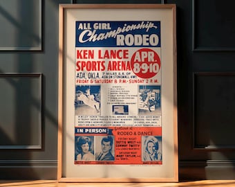 Very Rare Conway Twitty x Dottie West Concert Poster - 1966 Ada, OK All Girl Championship Rodeo