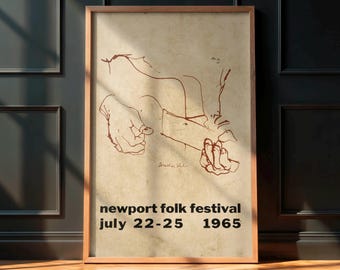 1965 Newport Folk Festival Vintage Poster, Bob Dylan Went Electric, Rock and Roll Wall Art, Retro Rock Memorabilia