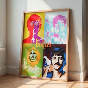 The Beatles Vintage Psychedelic Poster, Rock and Roll Wall Art, Retro Rock Memorabilia Print, Music Wall Decor