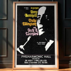 Vintage Jazz Concert Poster - Tony Bennett, Duke Ellington 1968 NY, Rare Music Print, Jazz Wall Art, Mid Century Poster, Classic Jazz Decor