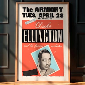 Vintage Jazz Concert Poster - Duke Ellington 1953, Rare Music Print, Jazz Wall Art, Mid Century Poster, Classic Jazz Decor