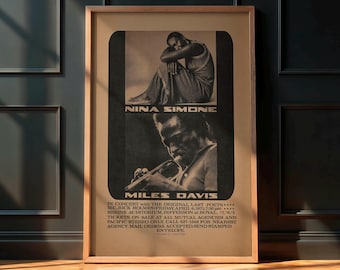 Nina Simone x Miles Davis x Last Poets 1973 Shrine Auditorium Poster - Stampa del concerto jazz - Estremamente raro