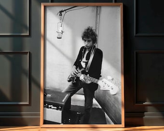 Póster fotográfico de Bob Dylan en su etapa eléctrica - Festival Folclórico de Newport, 25 de julio de 1965