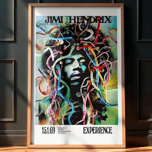Jimi Hendrix Vintage Wire-Hair Konzert Poster, Psychedelic Rock Wandkunst, Retro Rock Erinnerungsstücke Druck, Musik Wanddekor
