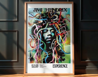 Jimi Hendrix Experience 1969 Wire-hair Concert Poster