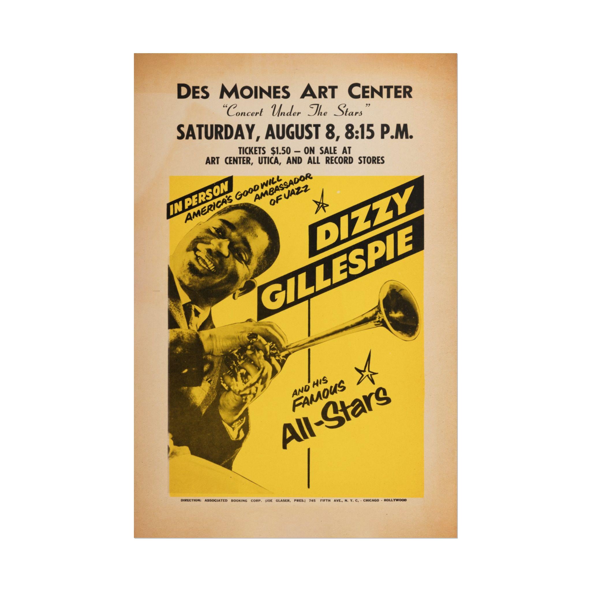 Dizzy Gillespie 1960s Concert Poster - Bebop Jazz Legend Print 