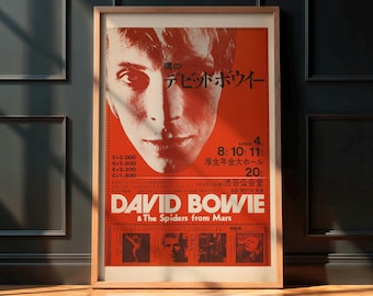 Rare David Bowie Poster - 1973 Tokyo Ziggy Stardust Concert - Glam Rock Wall Decor