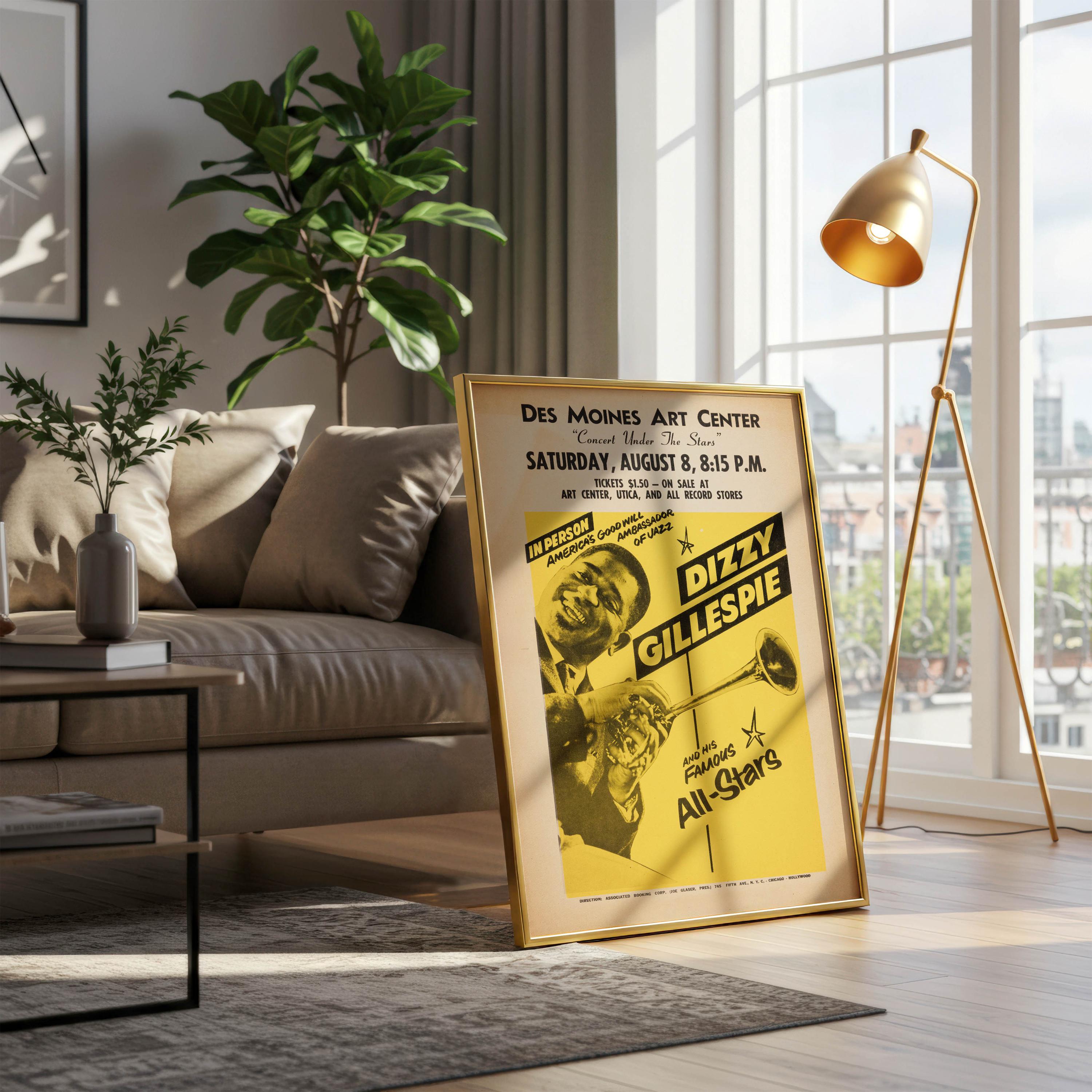 ビバップ/ディジー・ガレスピー/ポスター Dizzy Gillespie 1960s Concert Poster - Bebop Jazz Legend Print
