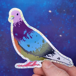 Drenched in Color Pigeon Glitter Sticker