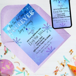 Editable For the First Time in Fourever Birthday Invitation