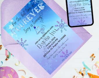 Editable For the First Time in Fourever Birthday Invitation