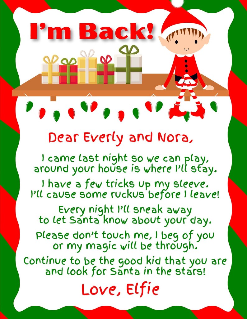 Editable Elf on the Shelf Letters Etsy