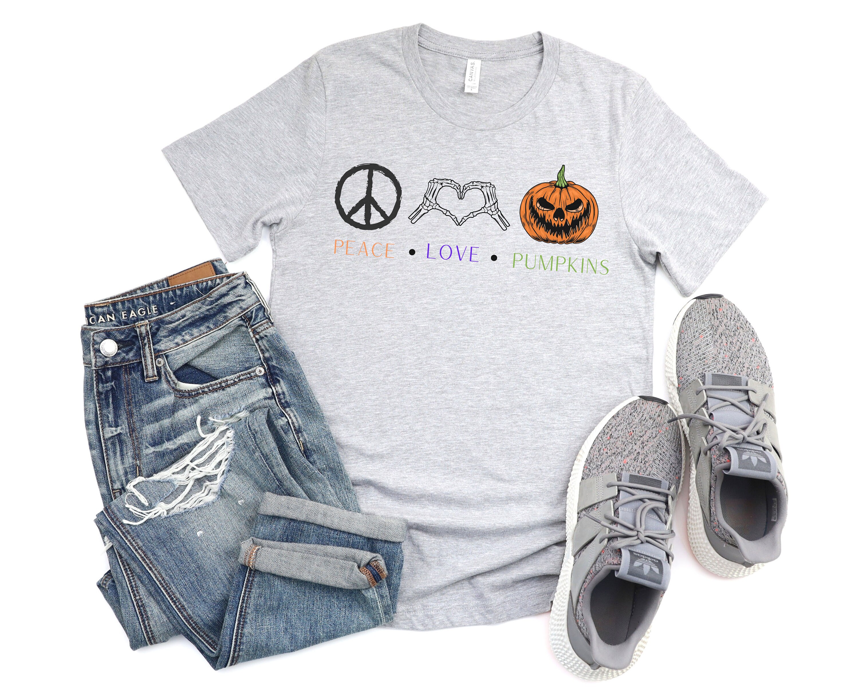 Discover Peace, Love, Pumpkin Tee | Cute Halloween Shirt | Halloween Mom T-Shirt | Pumpkin Gifts for Grandma
