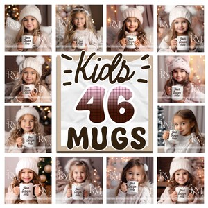 Meisjes Kids Mok Mockup Bundel 46 Winter Kerst Mock Up Lege Witte Sublimatie Koffiekopje Elegante Kinderen Mok Mock Up Kind Mockups Kerst