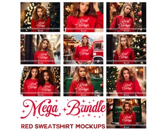 Mockup Gildan Red Bundle 18000 Weihnachten | Pullover Mock-up Crewneck Weihnachten Mock Up Mockups Winter Trendy Universität College Sweatshirt Winter