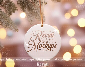 Ornamento Mockup Natal Sublimação Disco em Branco Porcelana Branca Cerâmica Foto Mock Up Decorativo Mock Up Inverno Foto Mockups