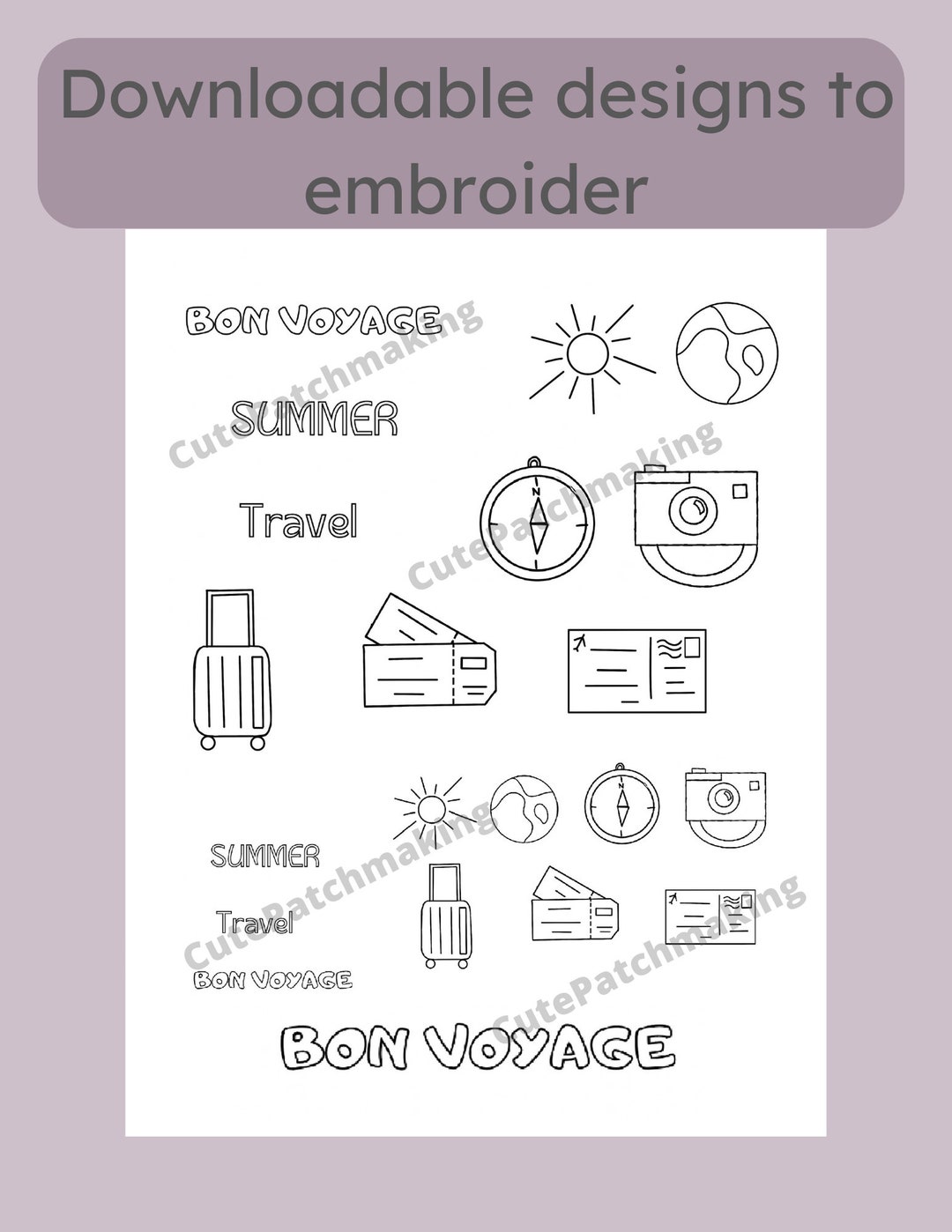 Digital Travel Embroidery Designs Etsy