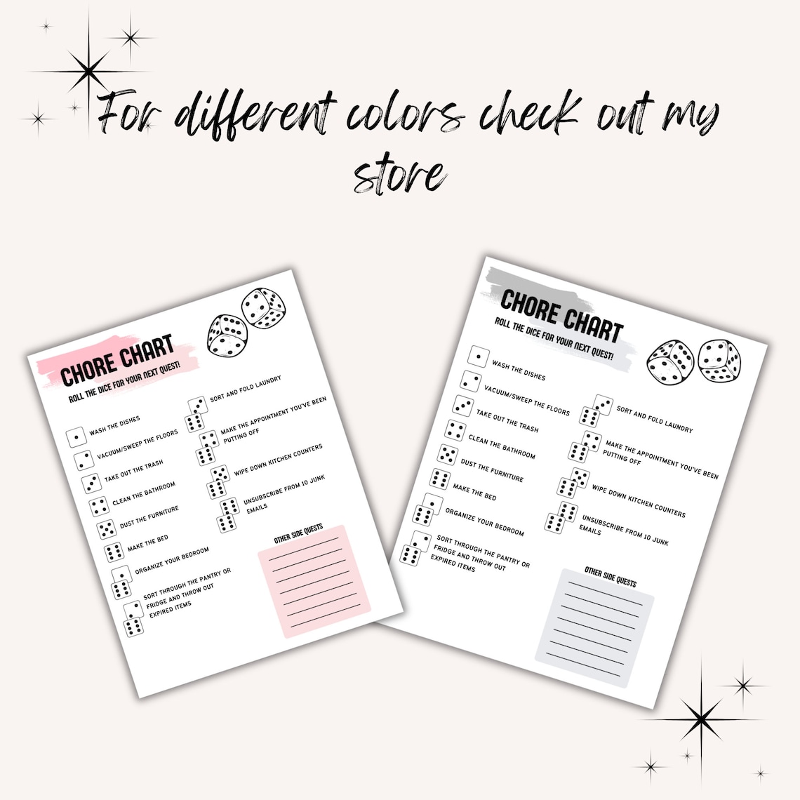 Dice Rolling Chore Chart, Fun Game to Do Your Chores, Blue Chore Chart ...