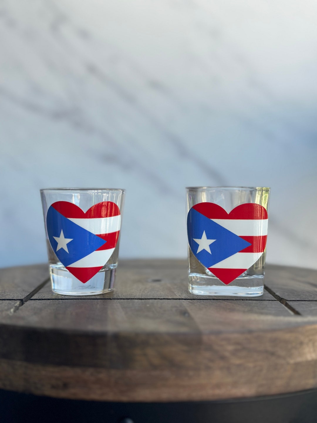 Puerto Rico Rocks Glasses Shot Glass Puerto Rico Flag 1.5 Oz 2 Oz Glasses Permanent UV DTF ...