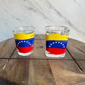 Shot Glass | Venezuela Flag | 1.5 oz - 2 oz glasses | Permanent UV DTF Sticker