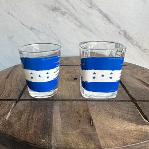 Verre à liqueur | Drapeau du Honduras | Verres de 1,5 oz à 2 oz | Sticker UV permanent DTF