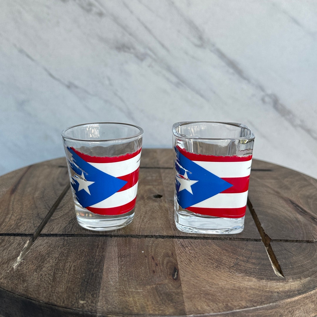 Puerto Rico Rocks Glasses Shot Glass | Puerto Rico Flag | 1.5 Oz - 2 Oz Glasses | Permanent UV ...