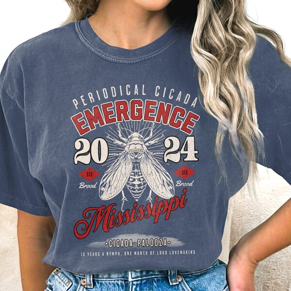 Comfort Colors Cicada 2024 Emergence Mississippi Gardening Entomology Shirt, Brood XIX Forestcore Bug Lover Gift T-Shirt