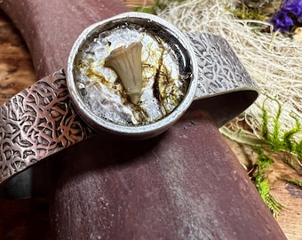 FLAWED SALE ITEM | Fossilized Shark Tooth + Sterling Silver Bracelet | Nature Jewelry | Shark Tooth + Resin Bracelet | Fossil Jewelry