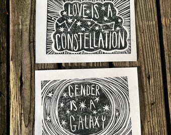 Space Block Print Set | Love + Gender Affirmations