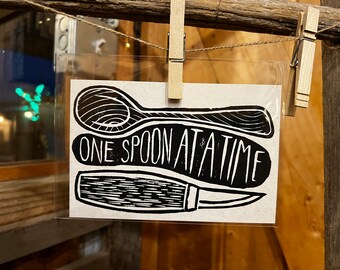 Spoonie + Spoon Carver Block Print