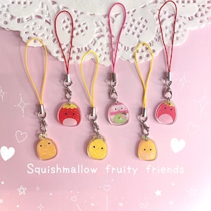 Squishmallow style Acrylic Keychain Keyring Phonecharm Mini Handmade anime cartoon character accessory gift fruit fruity friends