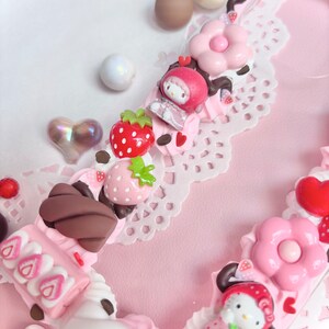 Strawberry Chocolate kawaii Decoden Handmade Phonecase cream glue cute coquette gift custom customisable theme Samsung iPhone 画像 6