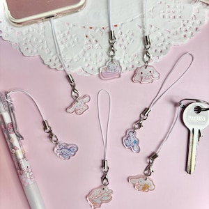 Cute Kawaii style Mini Acrylic Keychain Keyring Phonecharm Mini Handmade anime cartoon character accessory valentines gift cc dog
